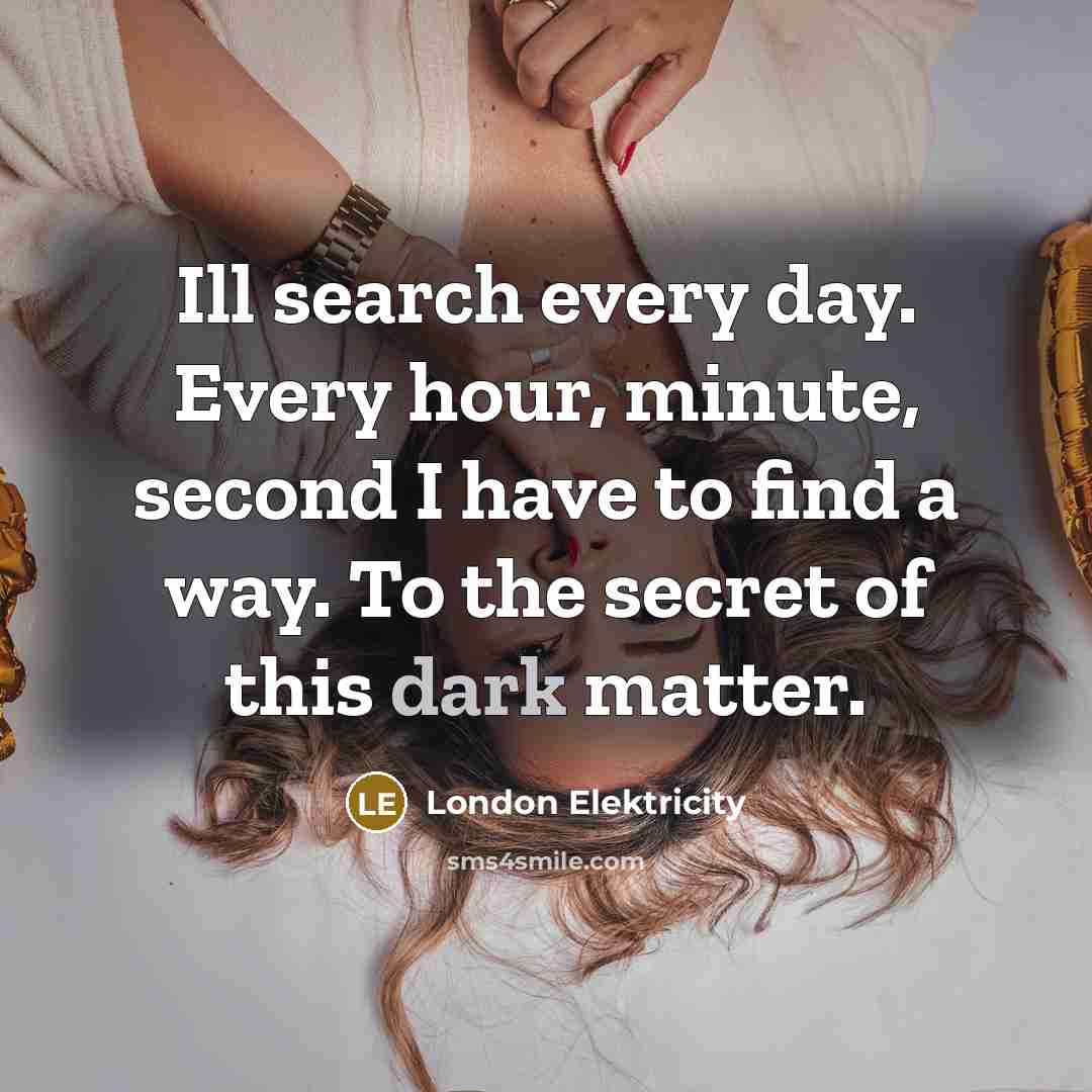 “Ill search every day. Every hour, minute, second I have…” quote by London Elektricity