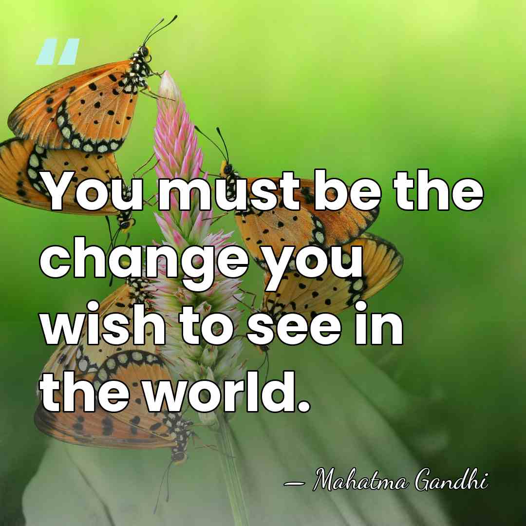 You must be the change you wish to see in the world. - Mahatma Gandhi