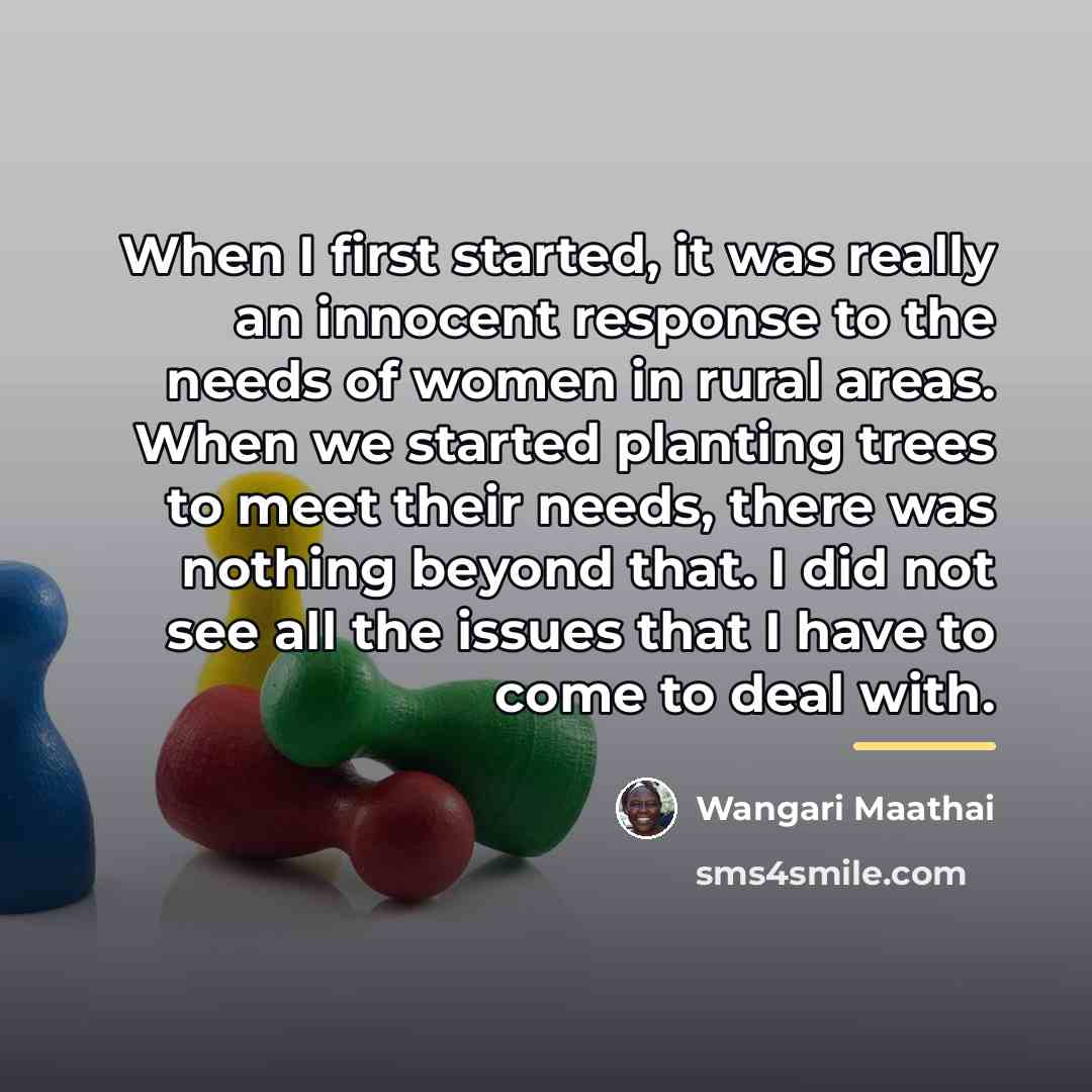 “When I first started, it was really an innocent response…” quote by Wangari Maathai