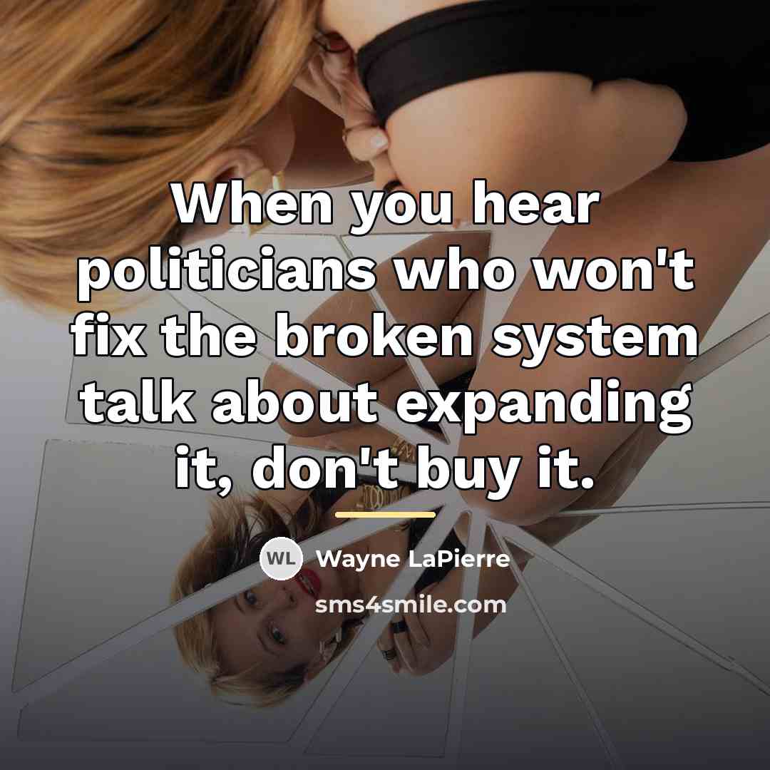 “When you hear politicians who won't fix the broken system…” quote by Wayne LaPierre