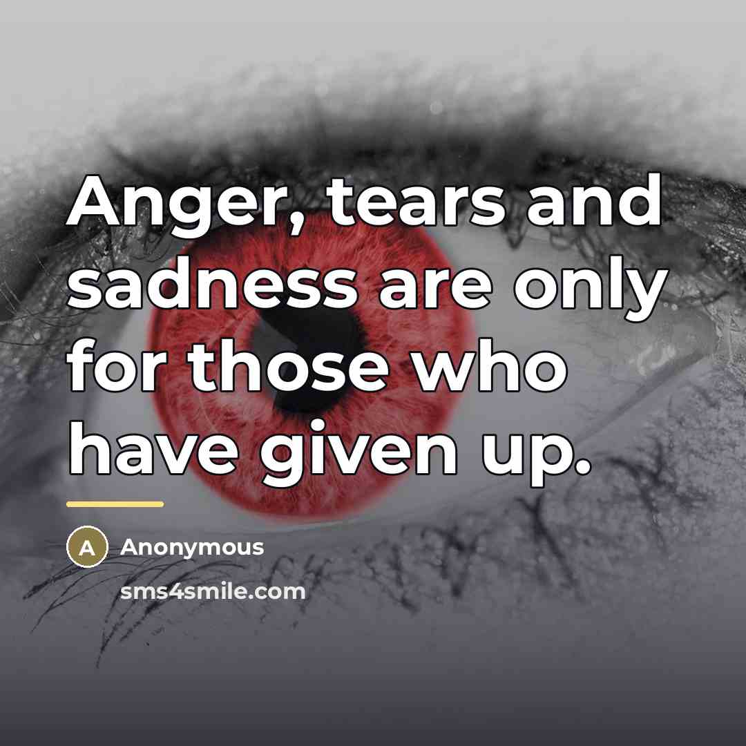 “Anger, tears and sadness are only for those who have…” quote by Anonymous