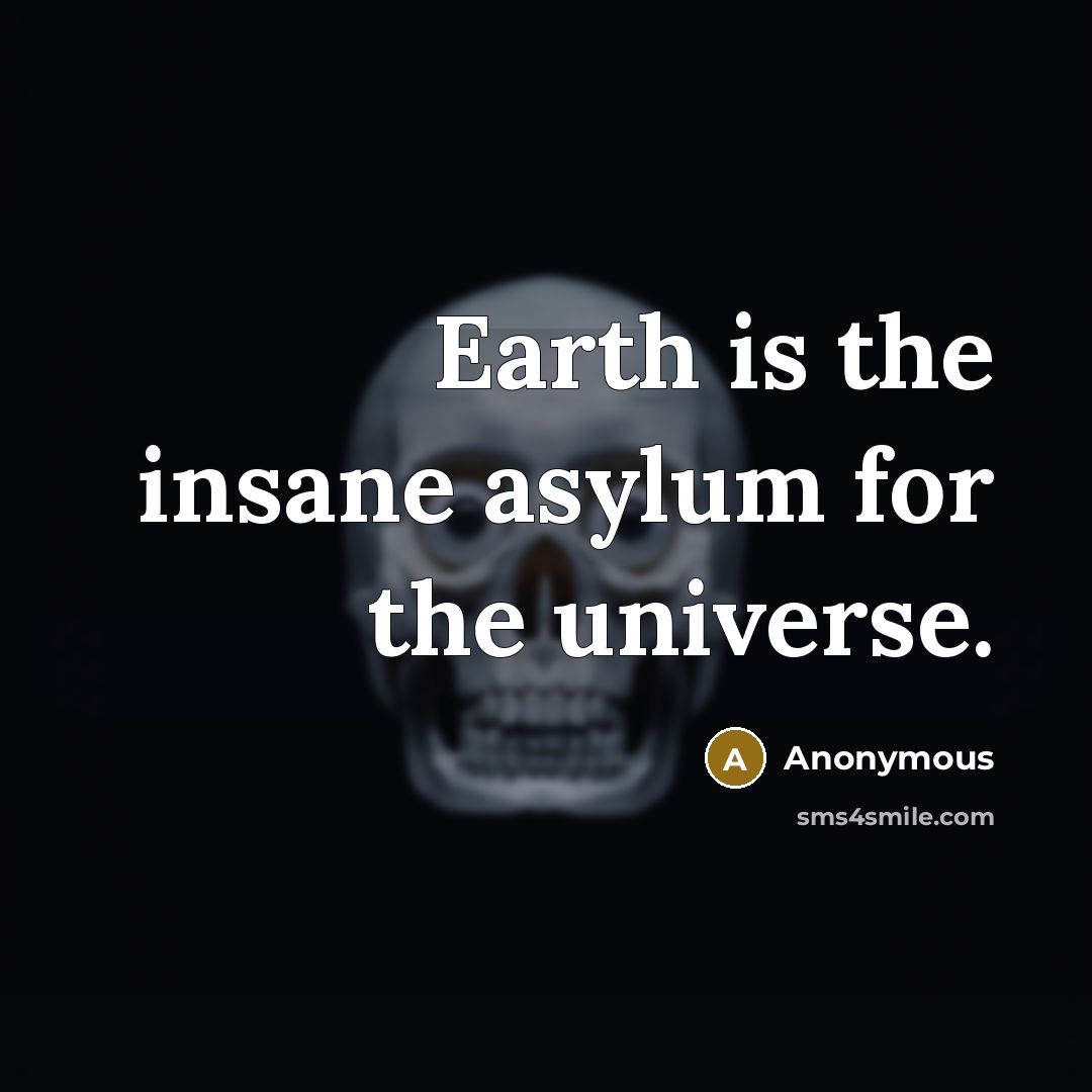 “Earth is the insane asylum for the universe.” quote by Anonymous
