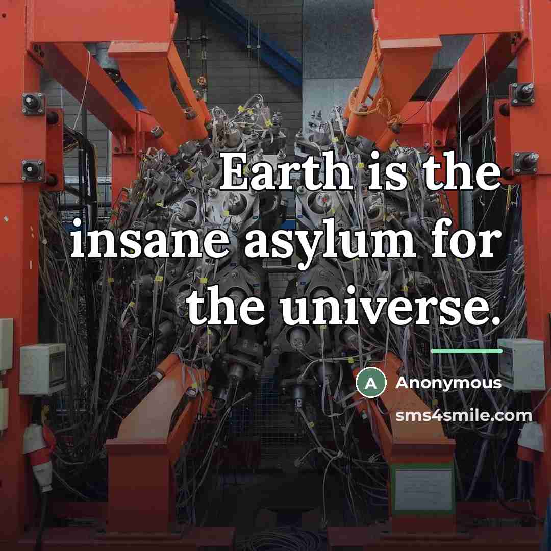 “Earth is the insane asylum for the universe.…” quote by Anonymous