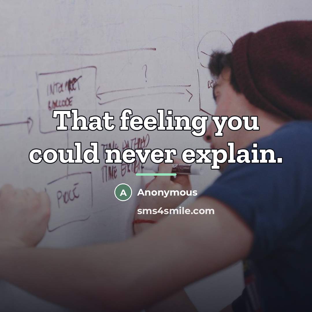 “That feeling you could never explain.…” quote by Anonymous
