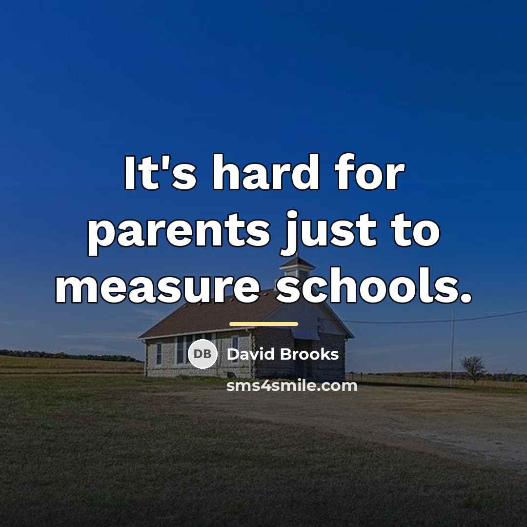 “It's hard for parents just to measure schools.…” quote by David Brooks