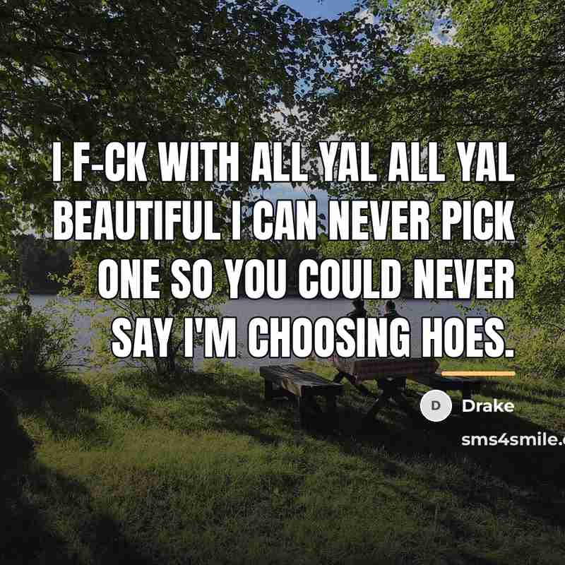 “I f-ck with all yal all yal beautiful I can…” quote by Drake