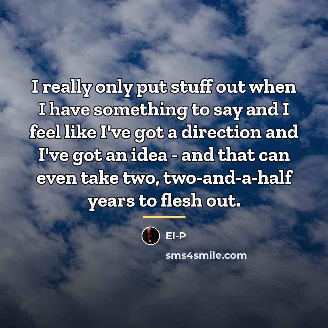 “I really only put stuff out when I have something…” quote by El-P
