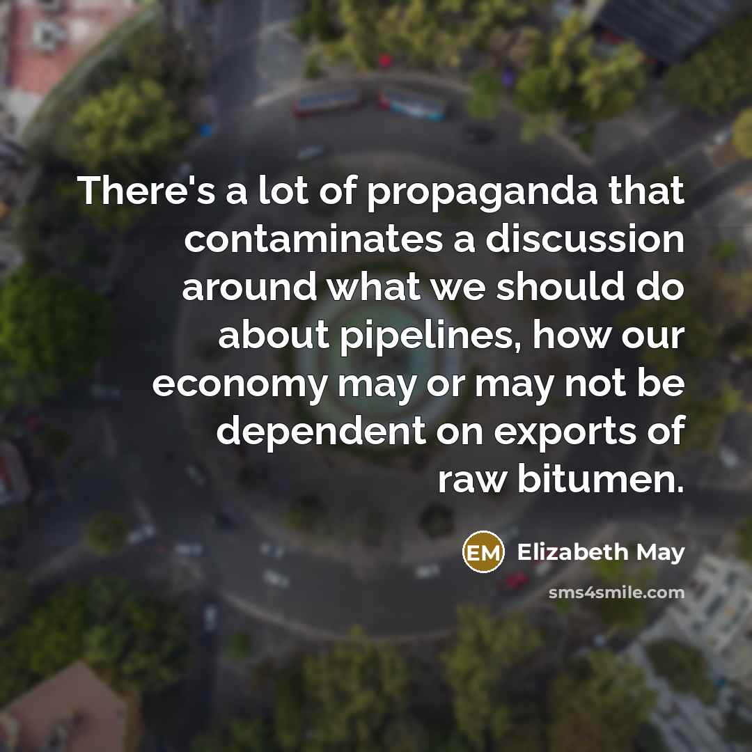 “There's a lot of propaganda that contaminates a discussion around…” quote by Elizabeth May