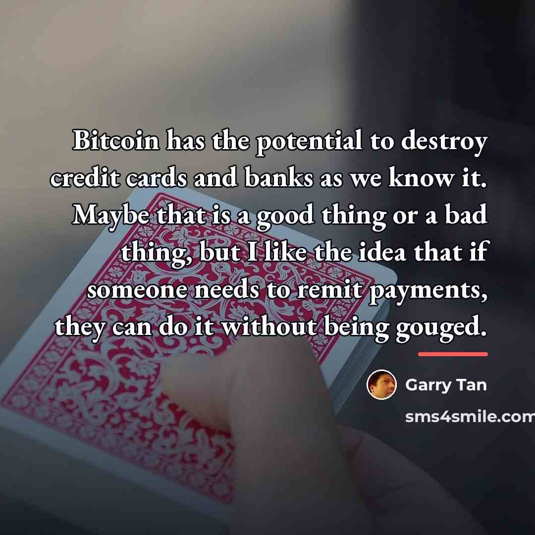 “Bitcoin has the potential to destroy credit cards and banks…” quote by Garry Tan