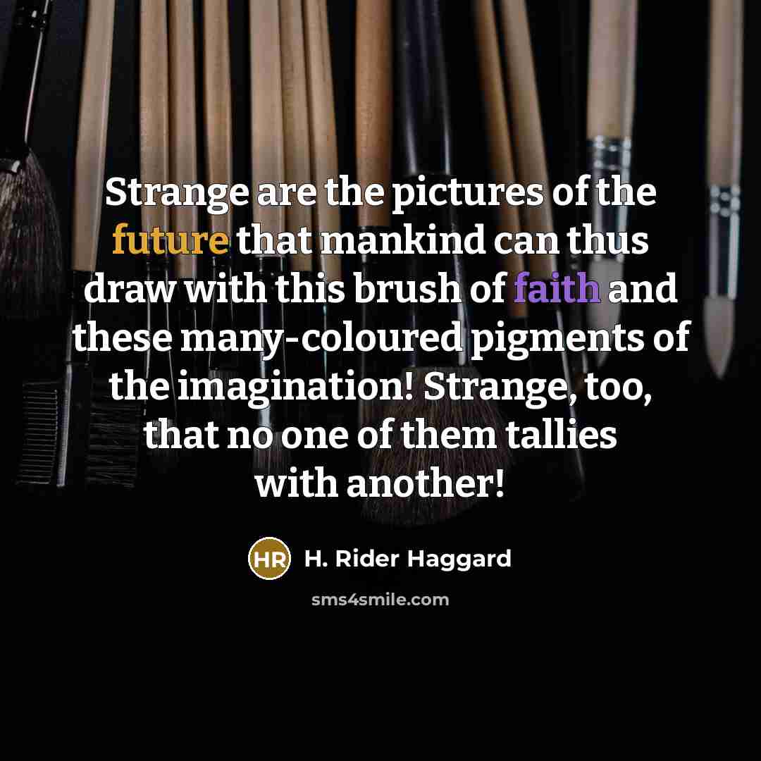 “Strange are the pictures of the future that mankind can…” quote by H. Rider Haggard