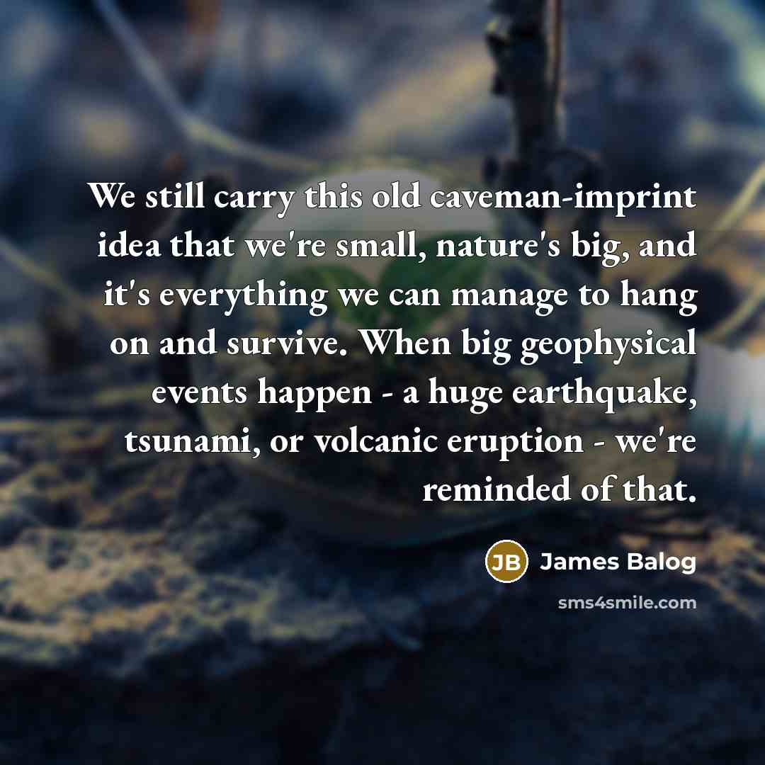 “We still carry this old caveman-imprint idea that we're small,…” quote by James Balog