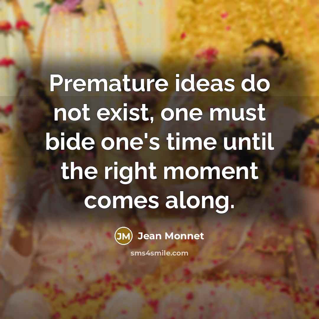 “Premature ideas do not exist, one must bide one's time…” quote by Jean Monnet