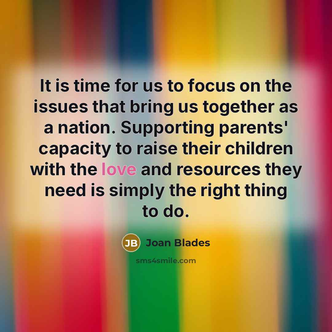 “It is time for us to focus on the issues…” quote by Joan Blades