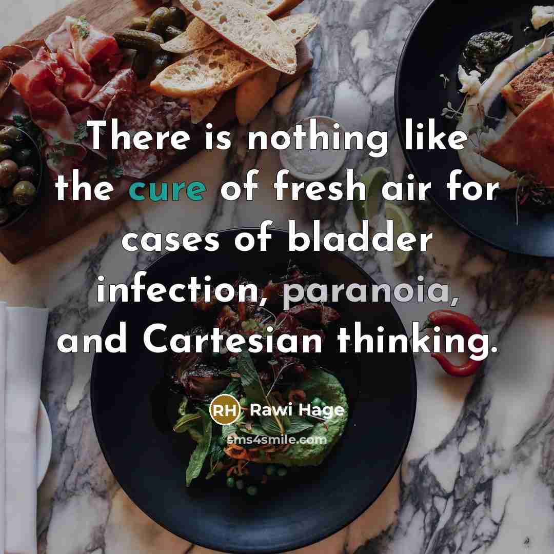 “There is nothing like the cure of fresh air for…” quote by Rawi Hage