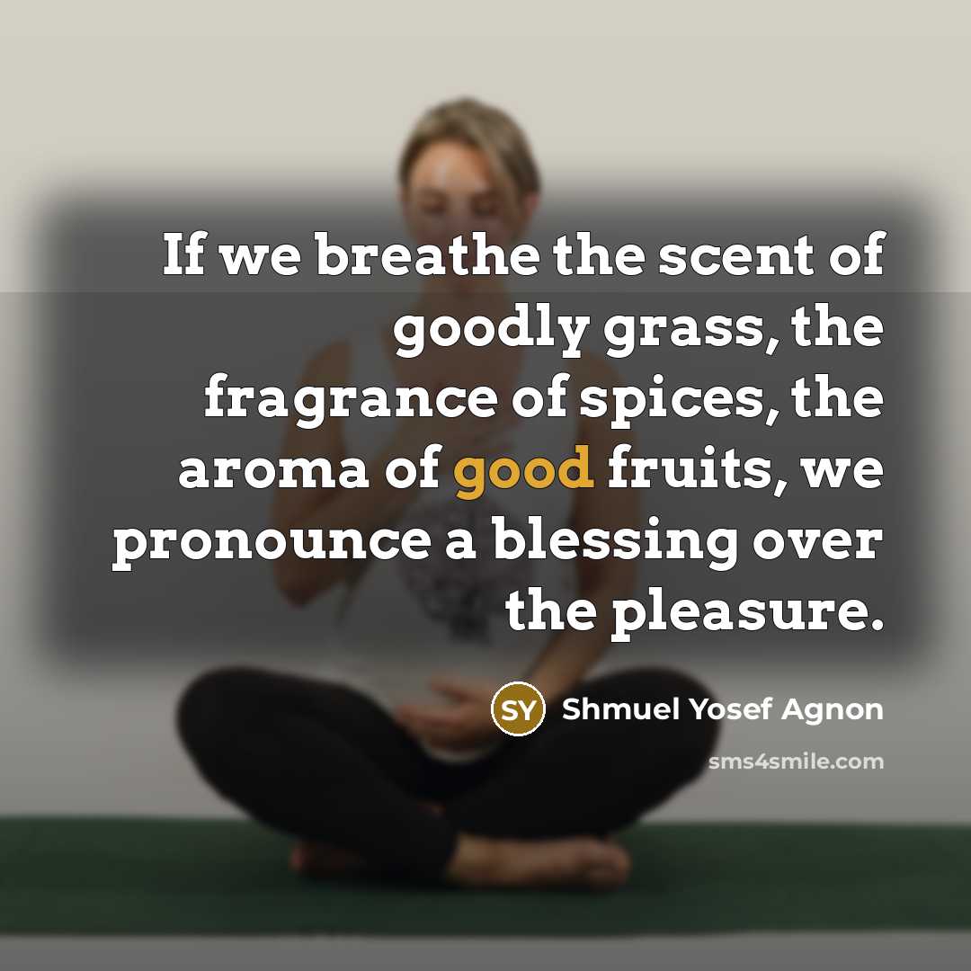 “If we breathe the scent of goodly grass, the fragrance…” quote by Shmuel Yosef Agnon