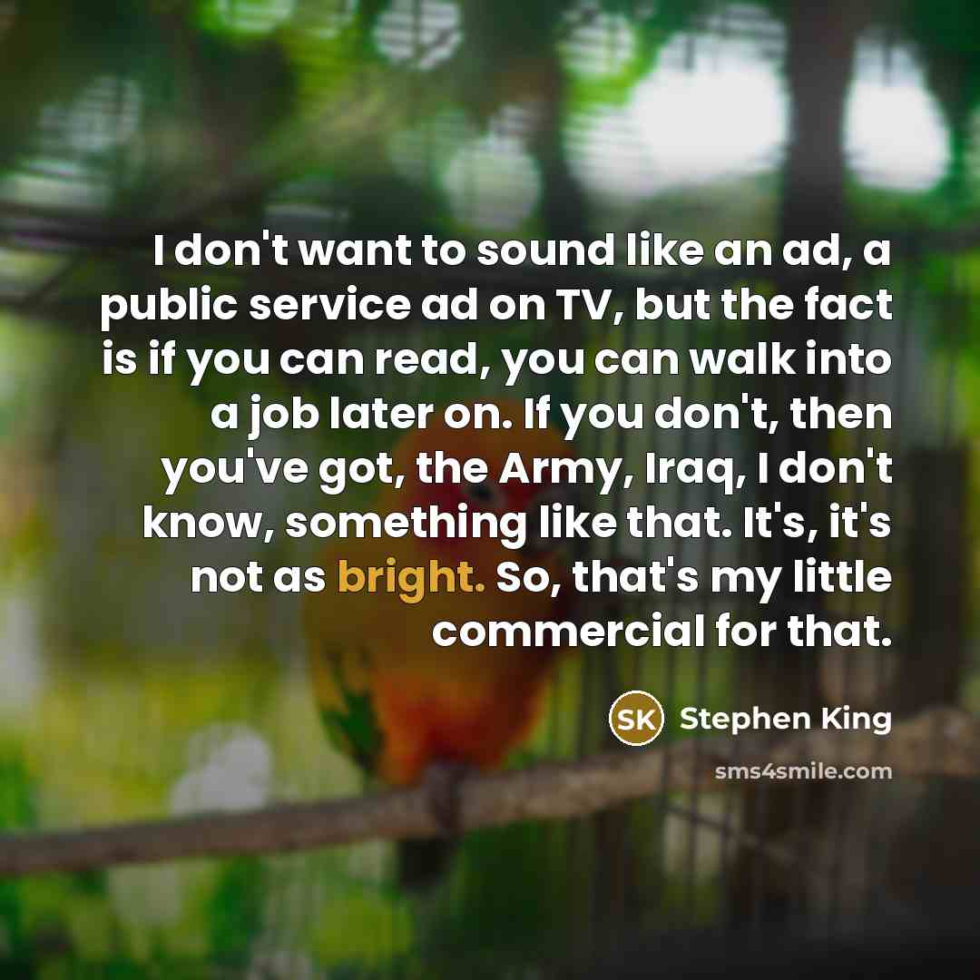 “I don't want to sound like an ad, a public…” quote by Stephen King