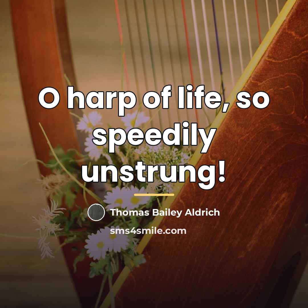 “O harp of life, so speedily unstrung!…” quote by Thomas Bailey Aldrich
