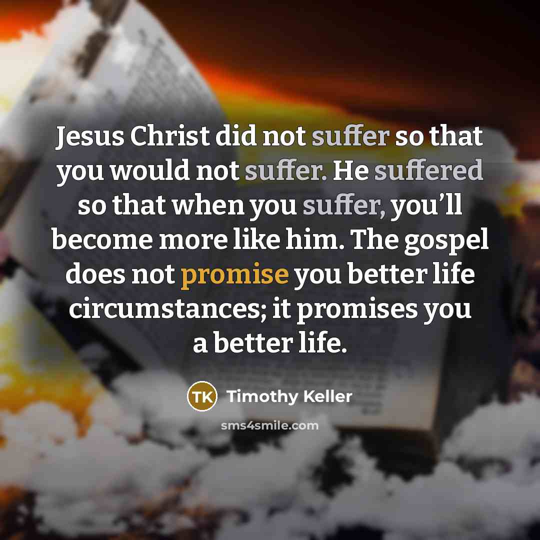 “Jesus Christ did not suffer so that you would not…” quote by Timothy Keller