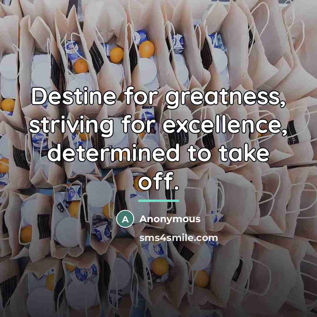 “Destine for greatness, striving for excellence, determined to take off.…” quote by Anonymous
