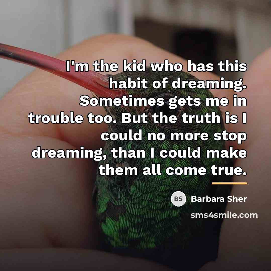 “I'm the kid who has this habit of dreaming. Sometimes…” quote by Barbara Sher