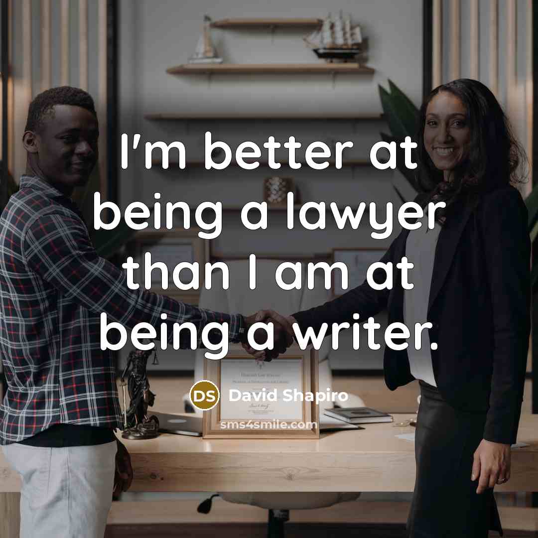 “I'm better at being a lawyer than I am at…” quote by David Shapiro