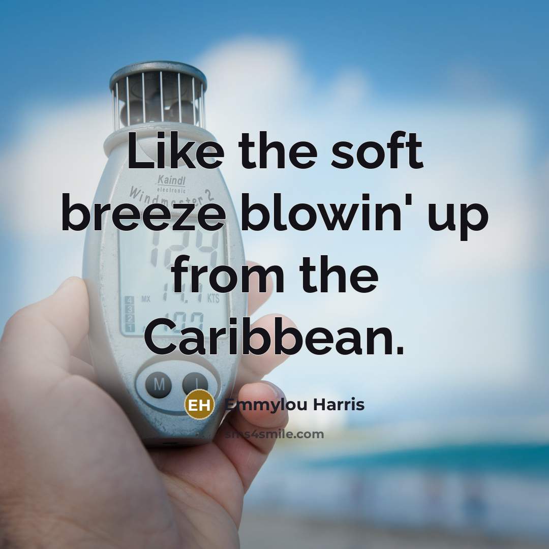 “Like the soft breeze blowin' up from the Caribbean.” quote by Emmylou Harris