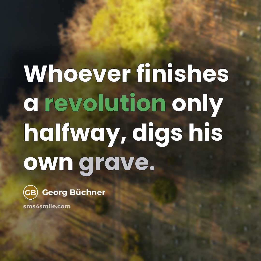 “Whoever finishes a revolution only halfway, digs his own grave.” quote by Georg Buchner