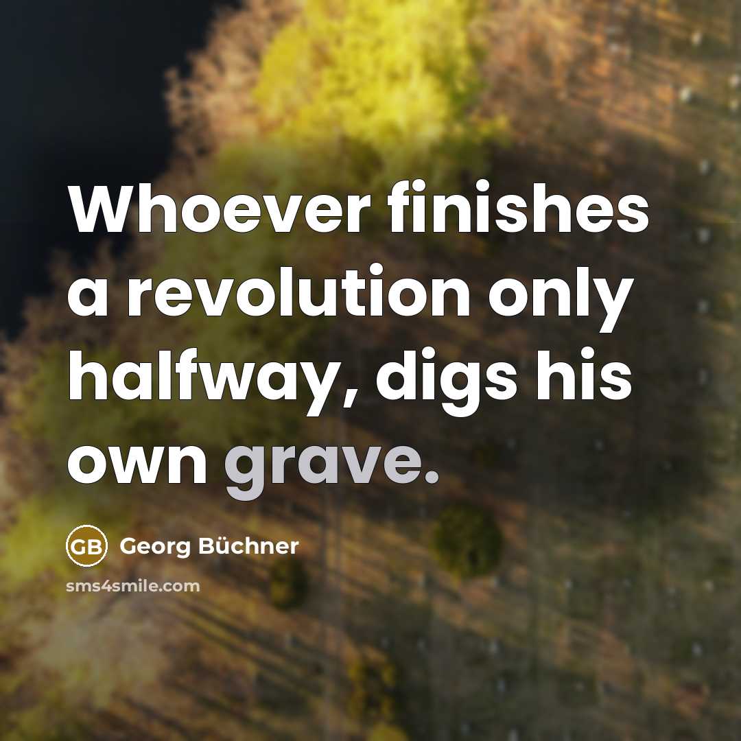 “Whoever finishes a revolution only halfway, digs his own grave.…” quote by Georg Buchner