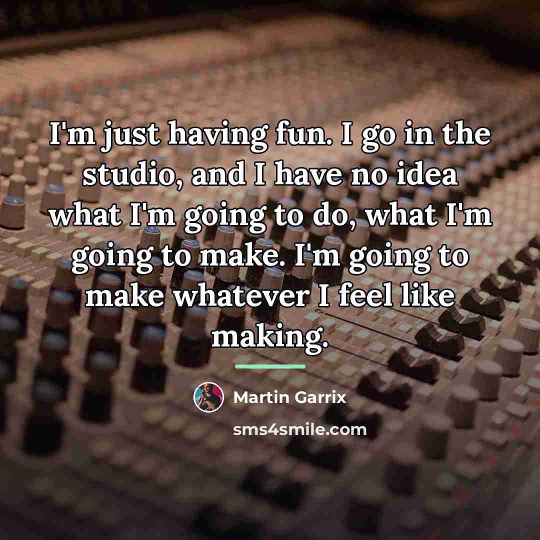 “I'm just having fun. I go in the studio, and…” quote by Martin Garrix