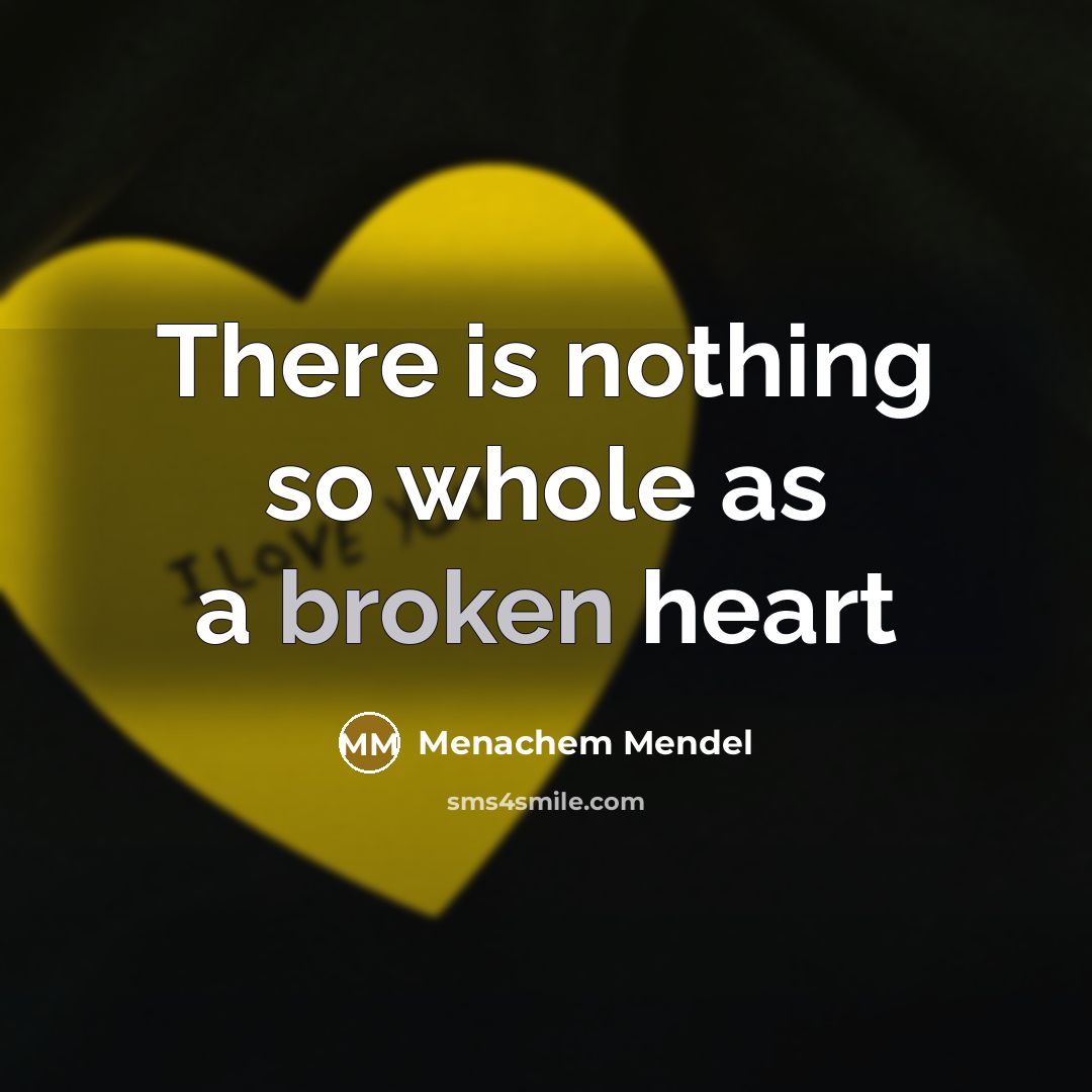 “There is nothing so whole as a broken heart” quote by Menachem Mendel