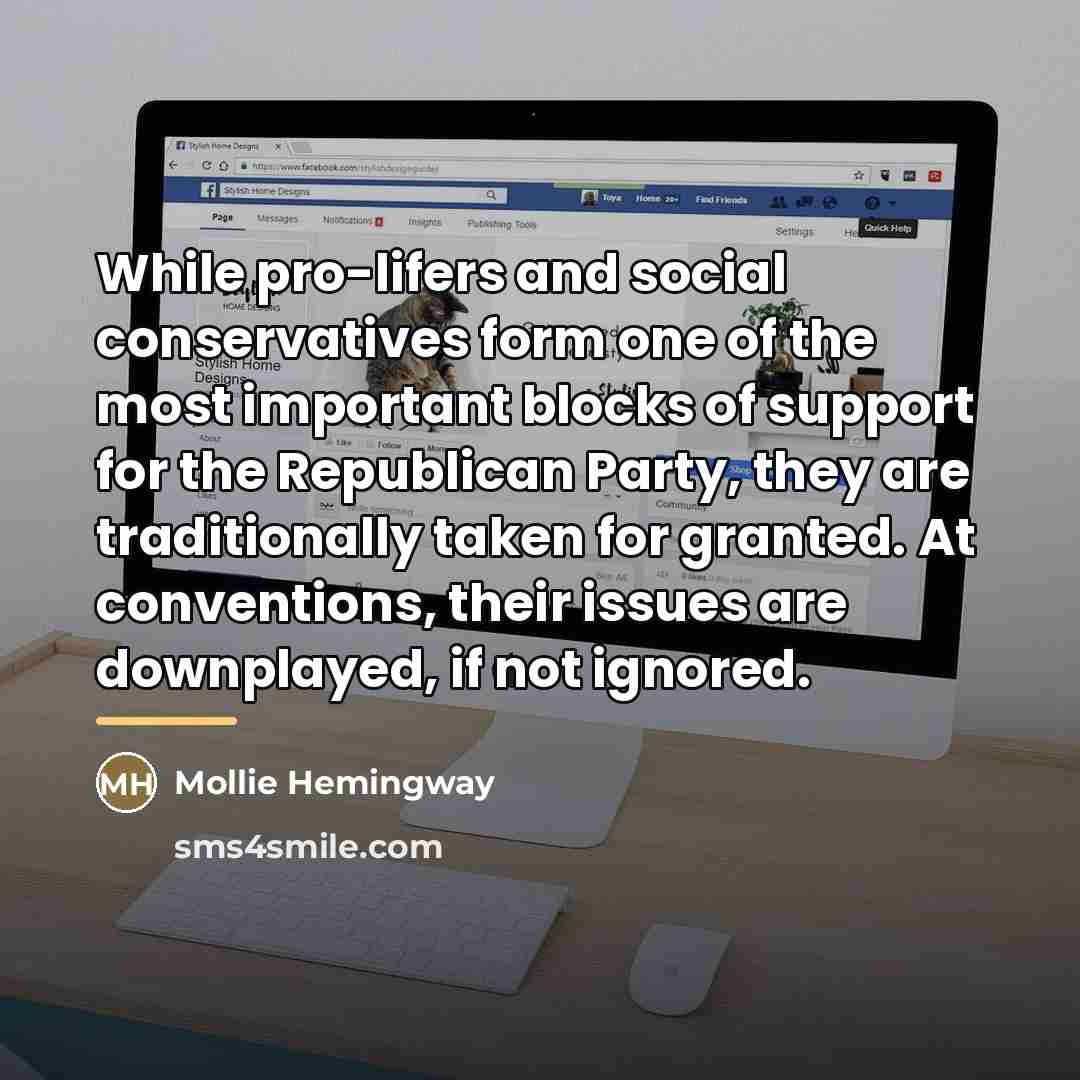 “While pro-lifers and social conservatives form one of the most…” quote by Mollie Hemingway