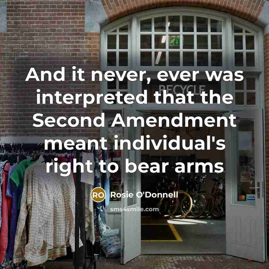 “And it never, ever was interpreted that the Second Amendment meant individual's right to bear arms” quote by Rosie O'Donnell