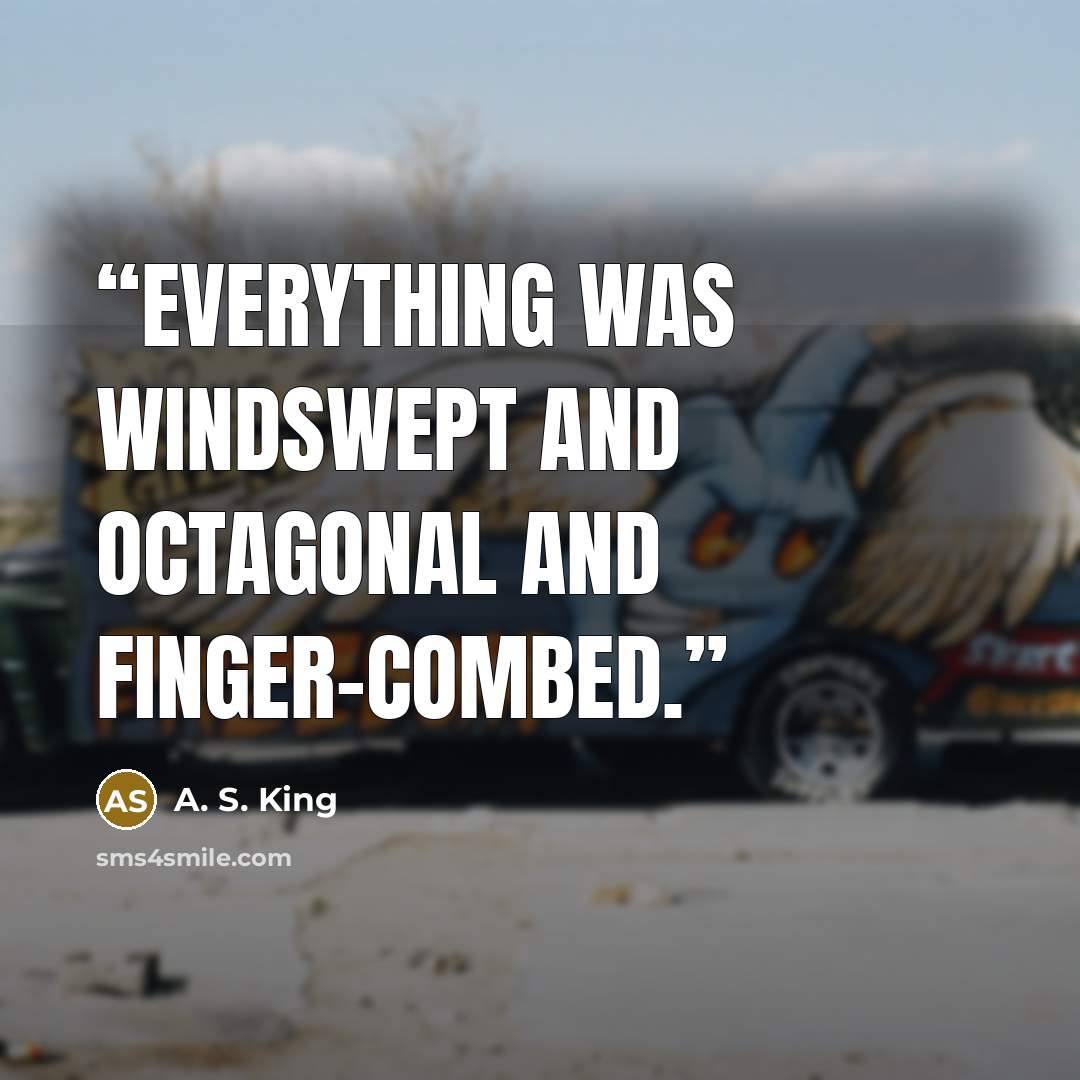 “Everything was windswept and octagonal and finger-combed.” quote by A. S. King