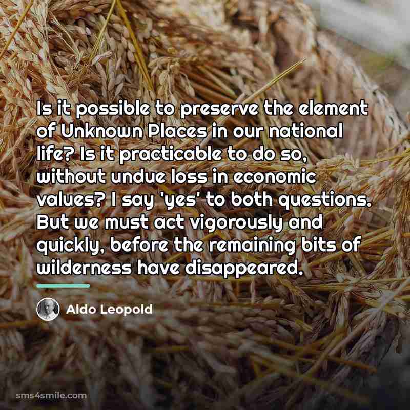 “Is it possible to preserve the element of Unknown Places…” quote by Aldo Leopold