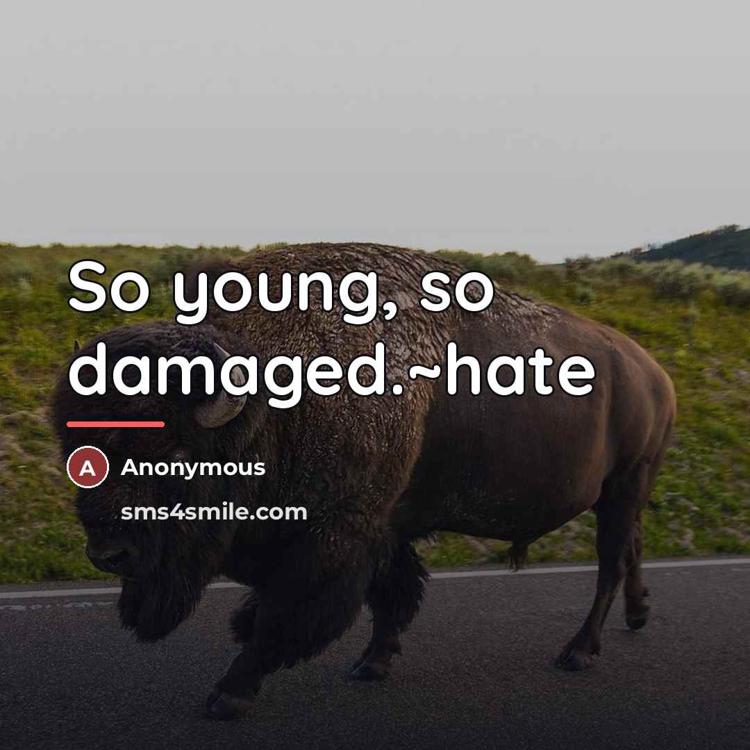 “So young, so damaged.~hate…” quote by Anonymous