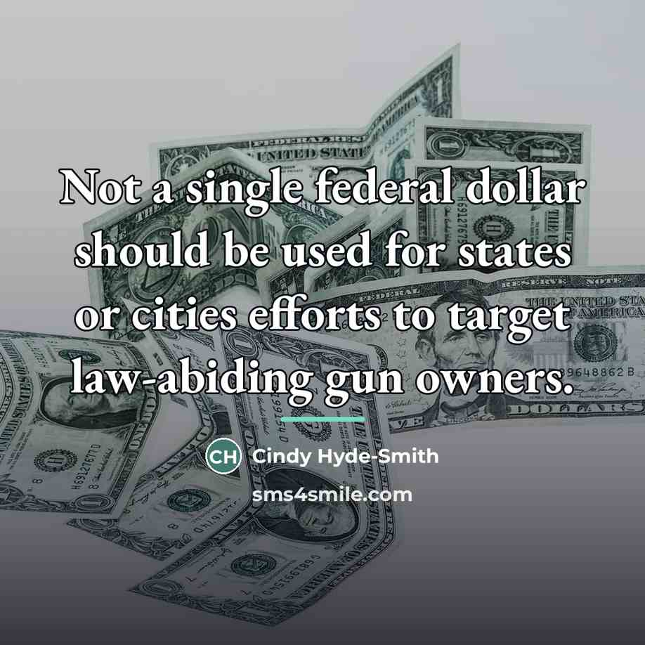 “Not a single federal dollar should be used for states…” quote by Cindy Hyde-Smith