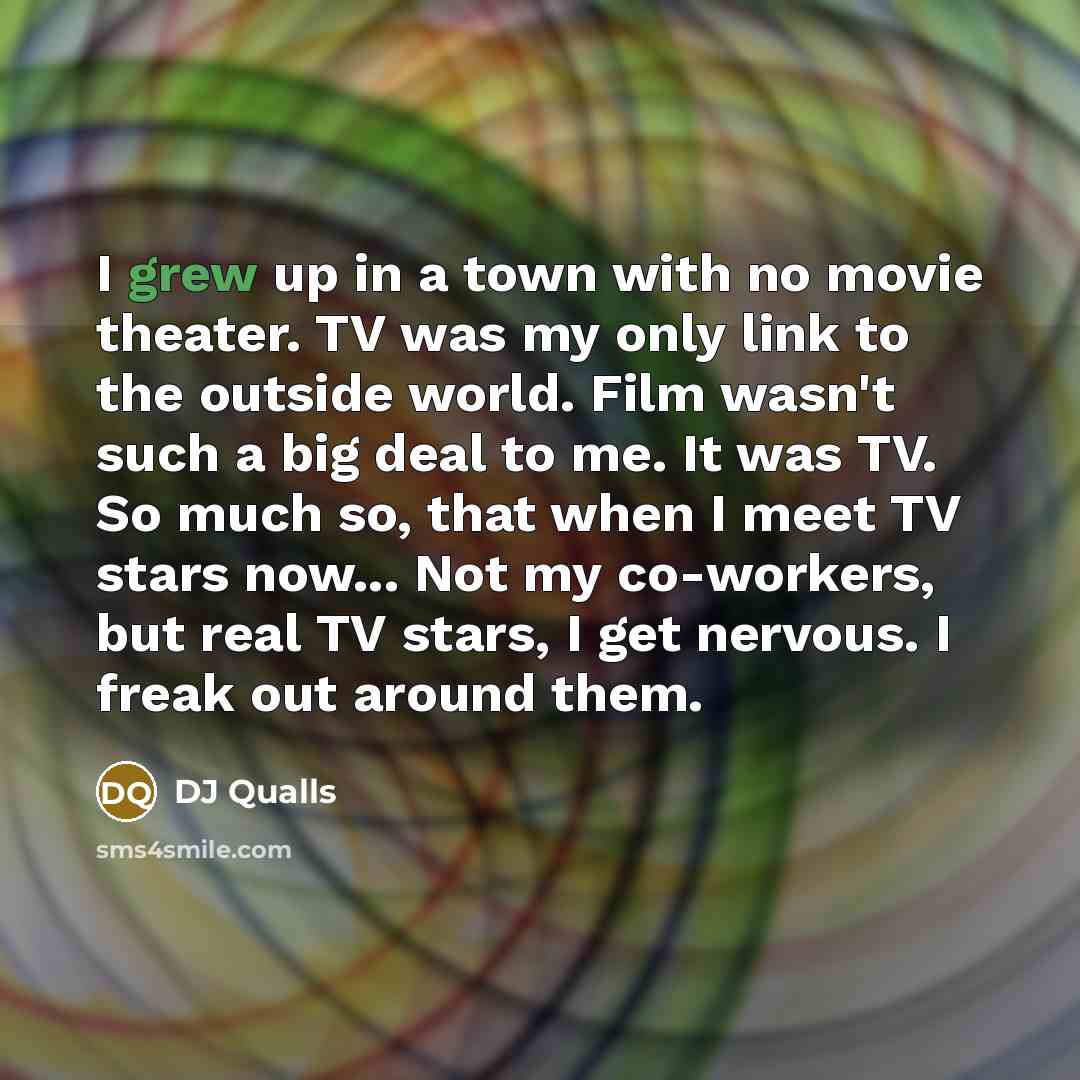 “I grew up in a town with no movie theater.…” quote by DJ Qualls