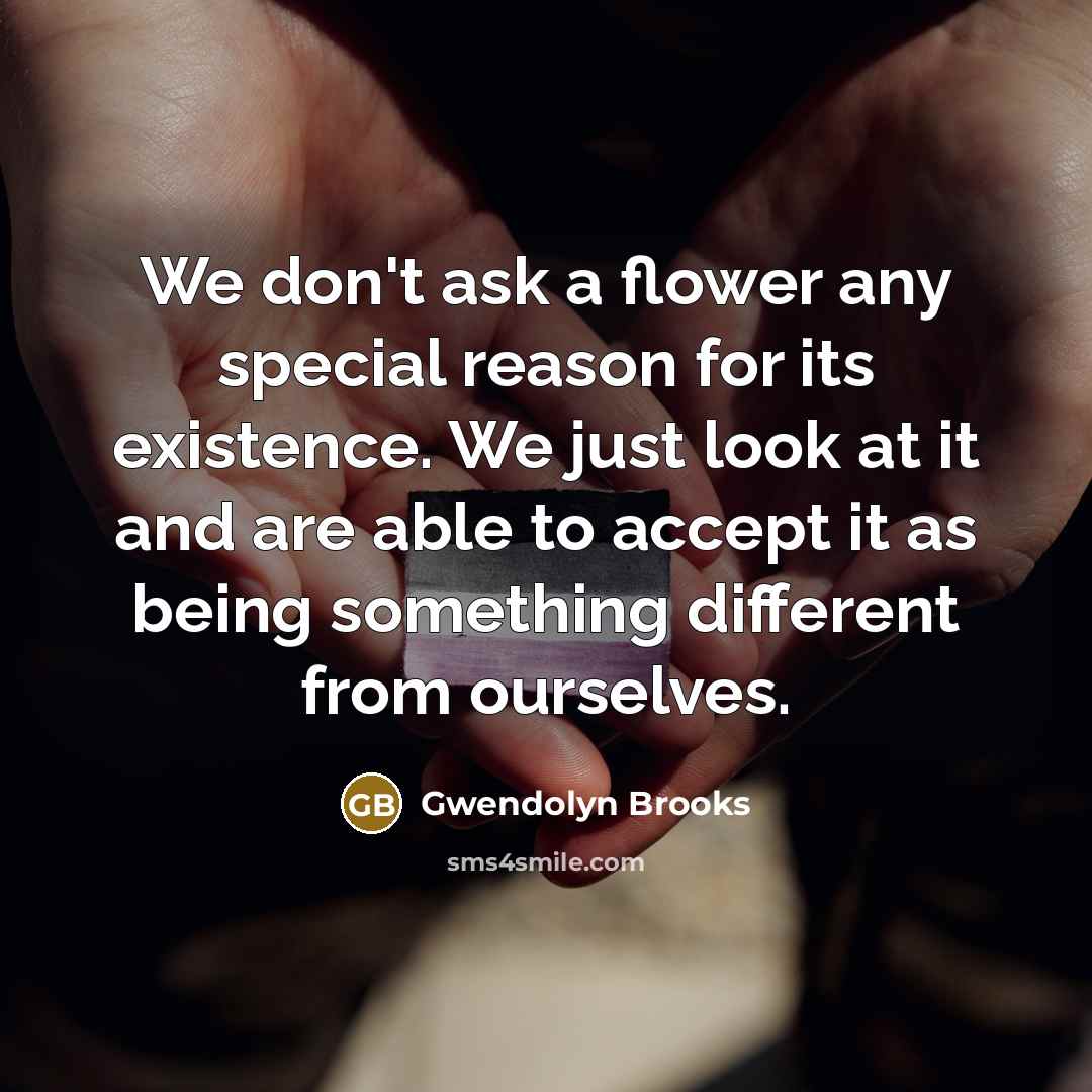“We don't ask a flower any special reason for its…” quote by Gwendolyn Brooks