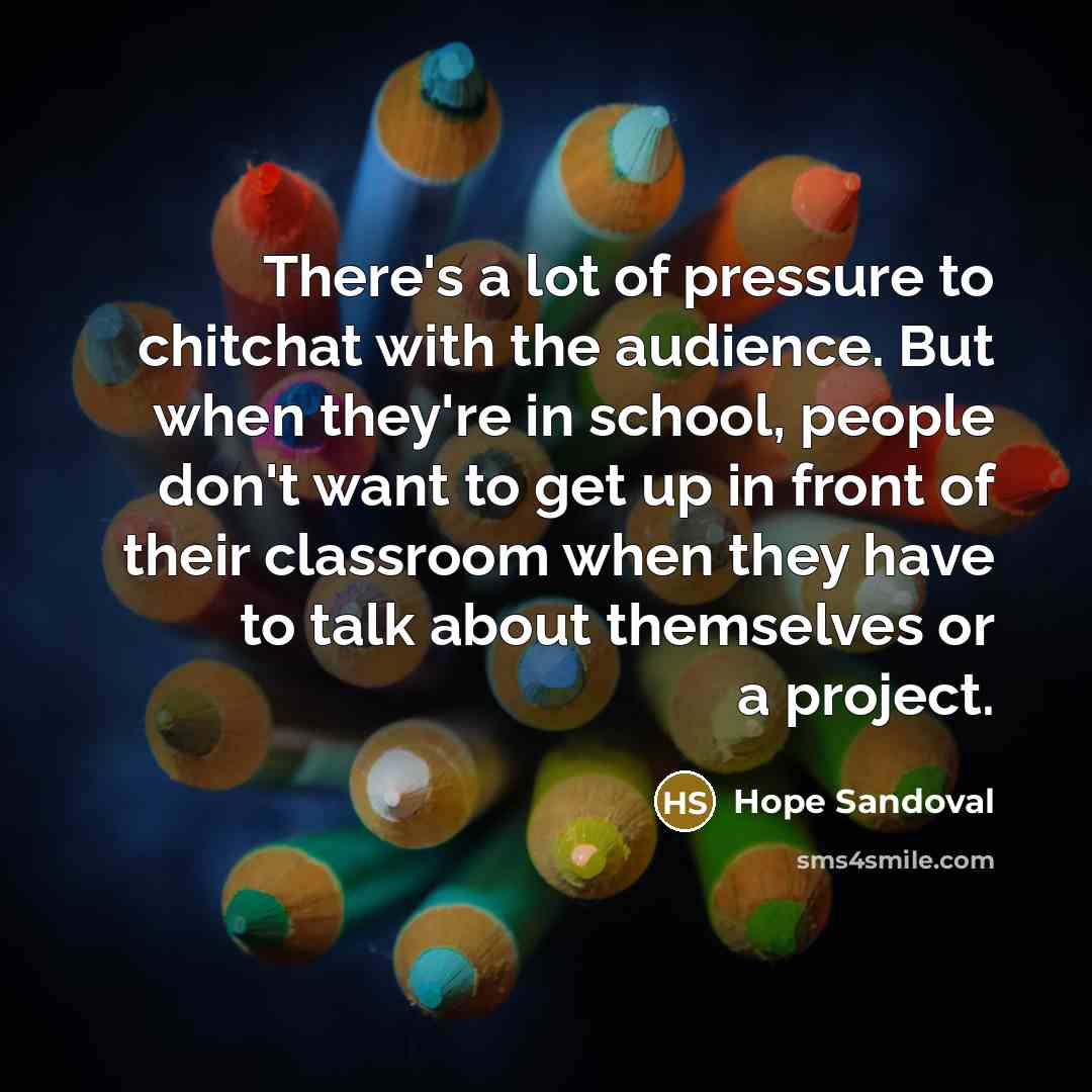 “There's a lot of pressure to chitchat with the audience.…” quote by Hope Sandoval