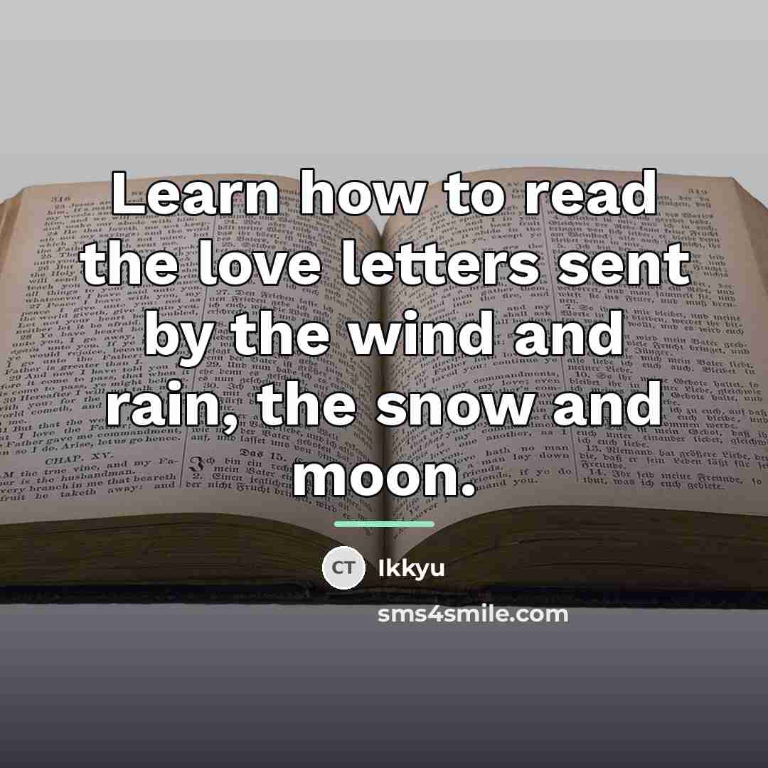 “Learn how to read the love letters sent by the…” quote by Ikkyu