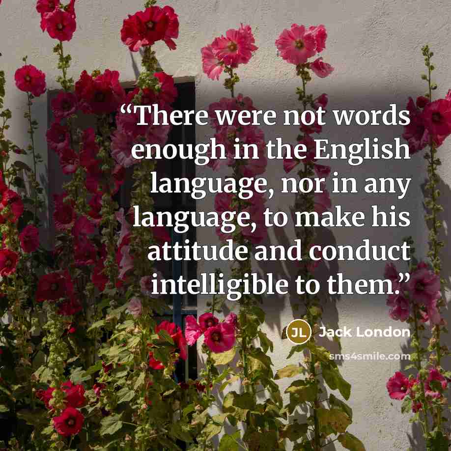 “There were not words enough in the English language, nor in any language, to make his attitude and conduct intelligible to them.” quote by Jack London