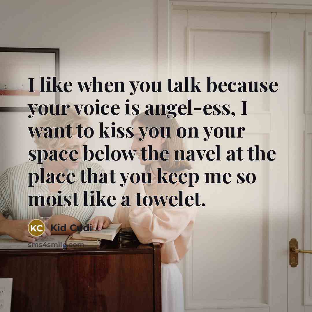 “I like when you talk because your voice is angel-ess, I want to kiss you on your space below the navel at the place that you keep me so moist like a towelet.” quote by Kid Cudi