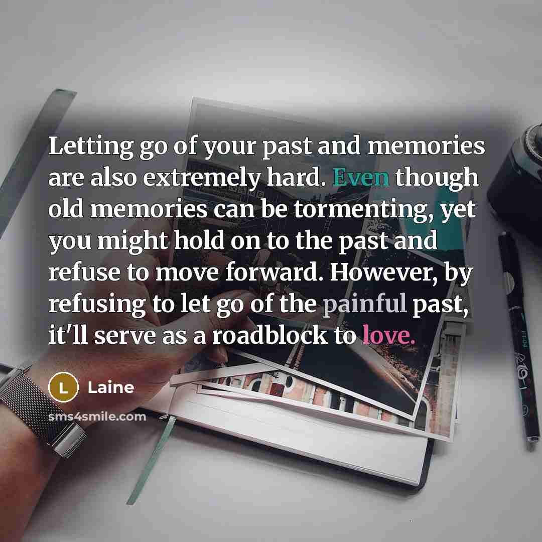 “Letting go of your past and memories are also extremely…” quote by Laine