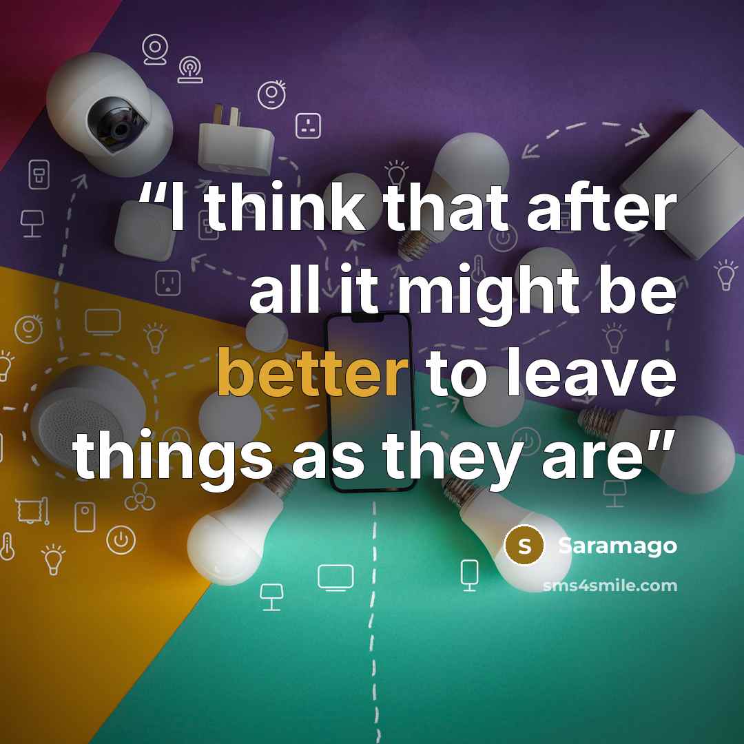 “I think that after all it might be better to leave things as they are” quote by Saramago