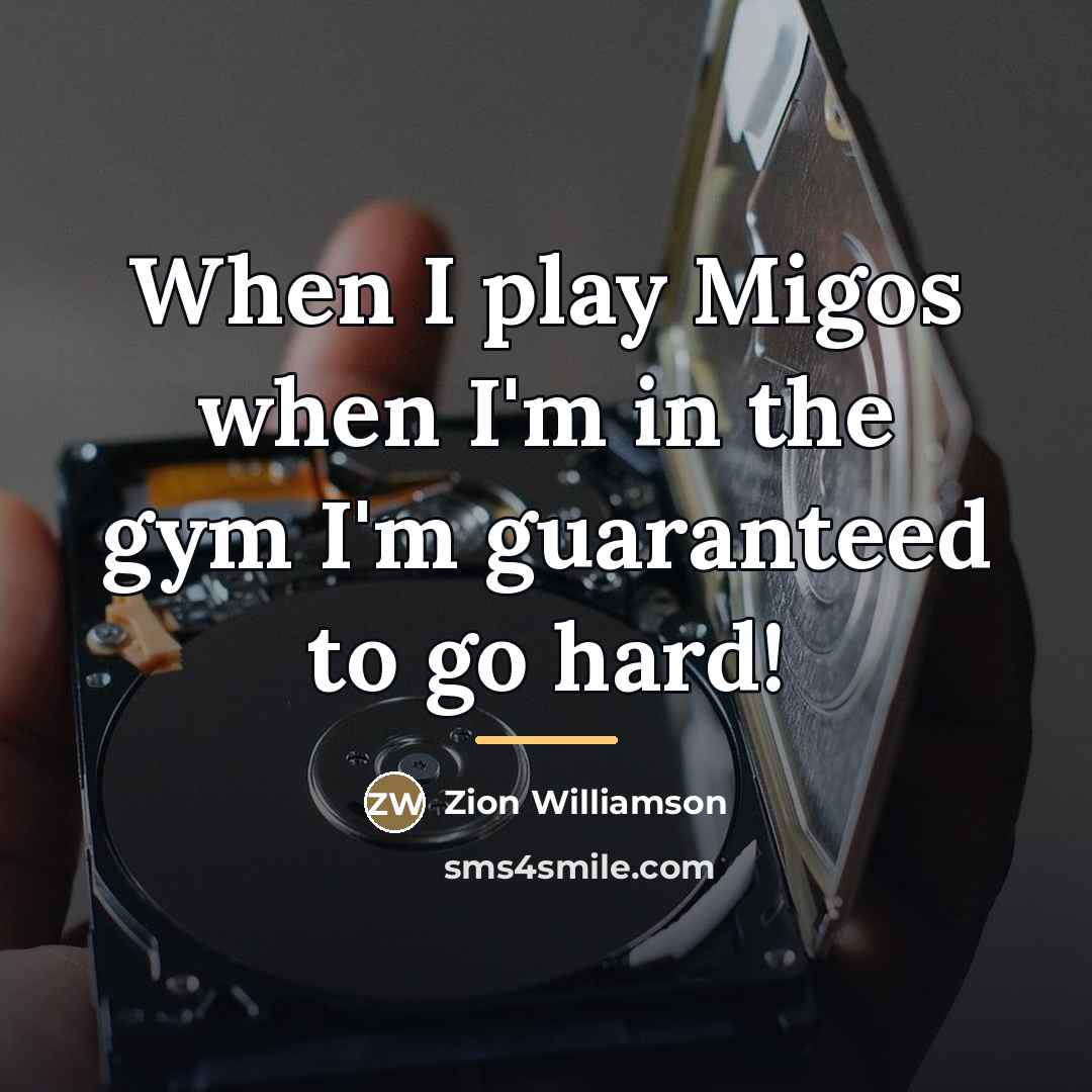 “When I play Migos when I'm in the gym I'm…” quote by Zion Williamson
