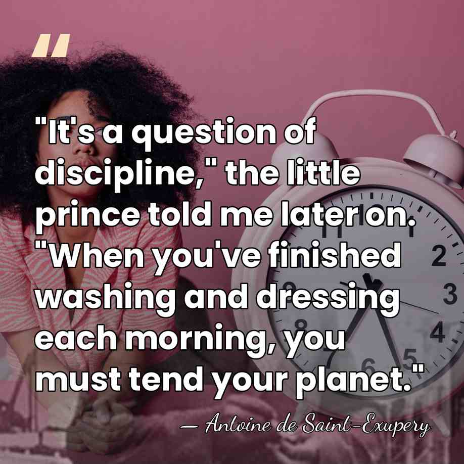 "It's a question of discipline," the little prince told me later on.&hellip; - Antoine de Saint-Exupery
