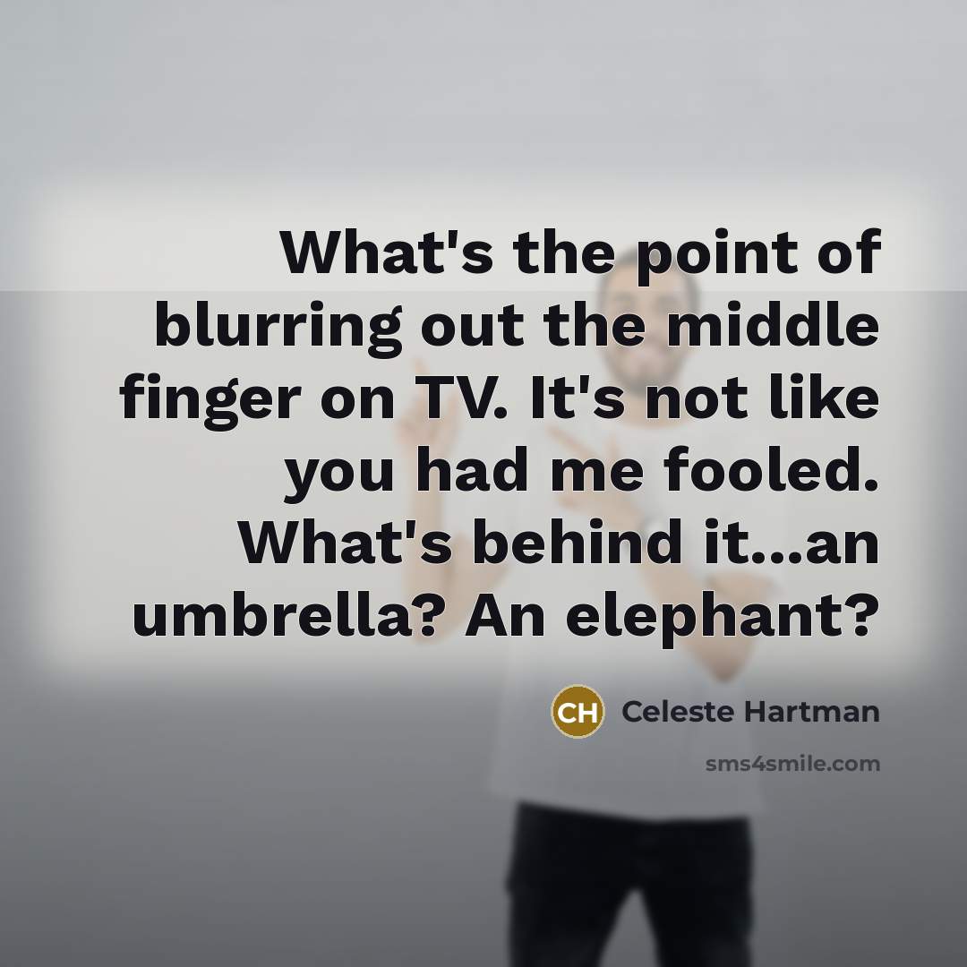 “What's the point of blurring out the middle finger on…” quote by Celeste Hartman