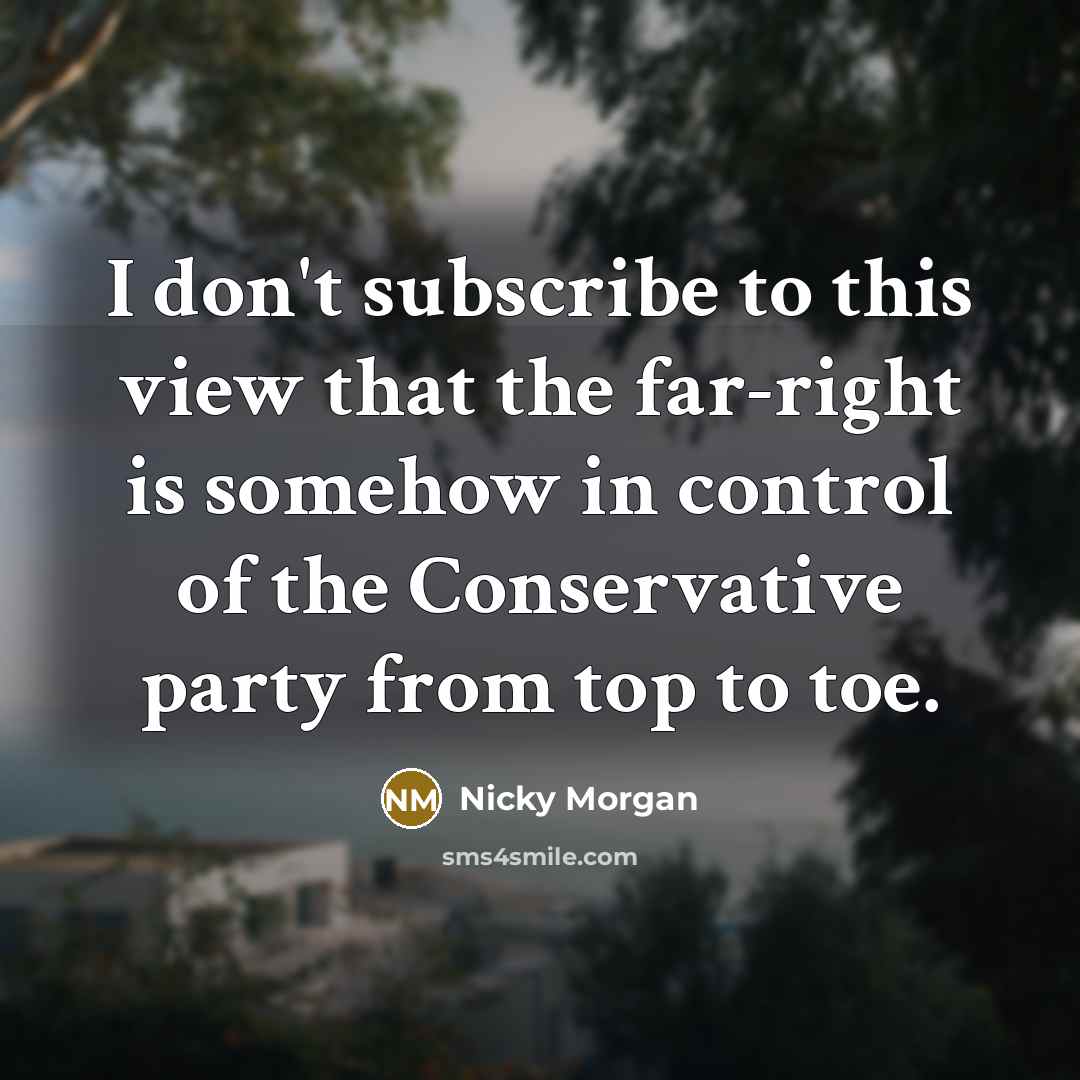 “I don't subscribe to this view that the far-right is…” quote by Nicky Morgan
