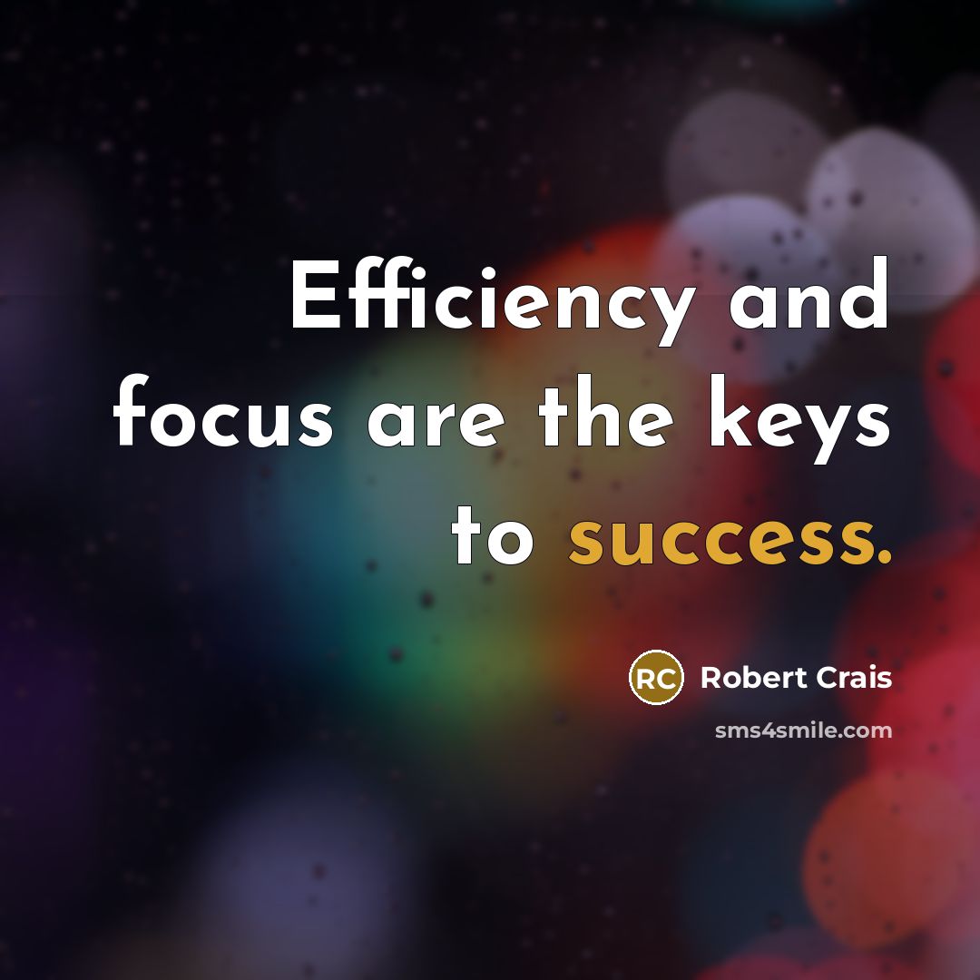 “Efficiency and focus are the keys to success.…” quote by Robert Crais