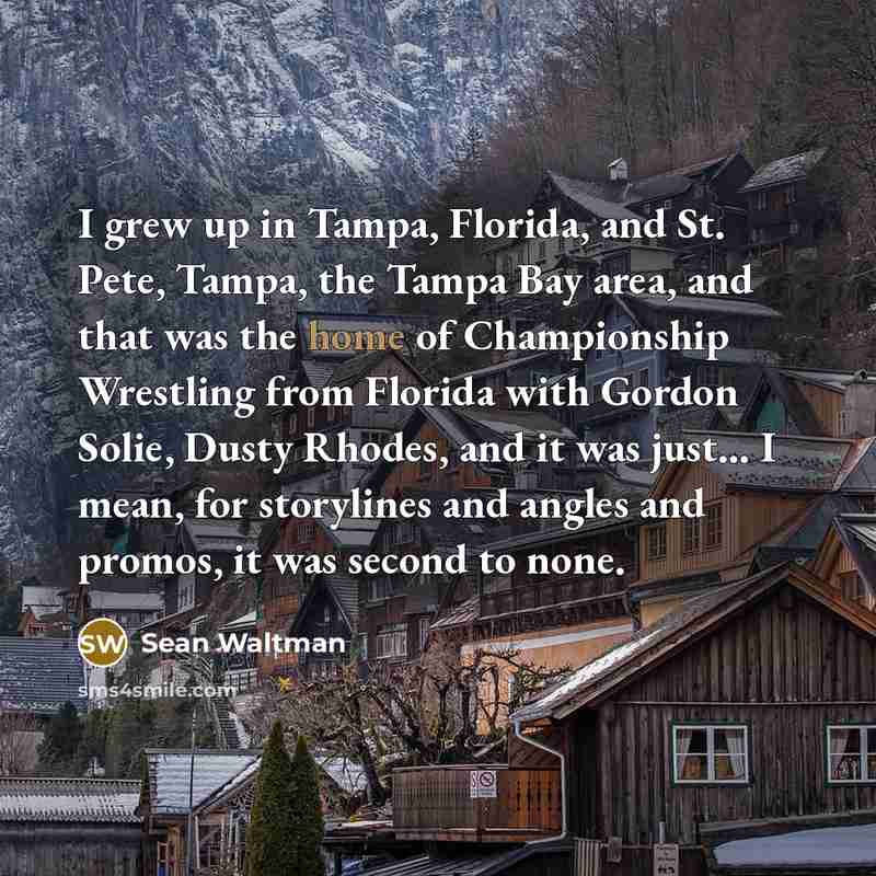 “I grew up in Tampa, Florida, and St. Pete, Tampa,…” quote by Sean Waltman